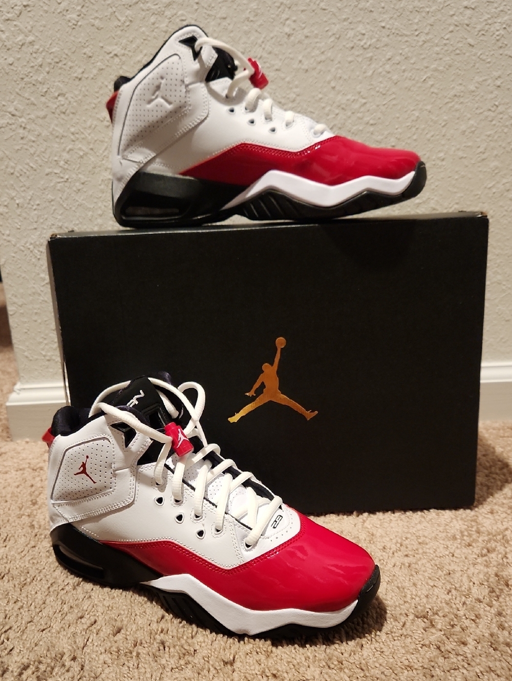 Jordan White and Red High-Top Basketball Sneakers